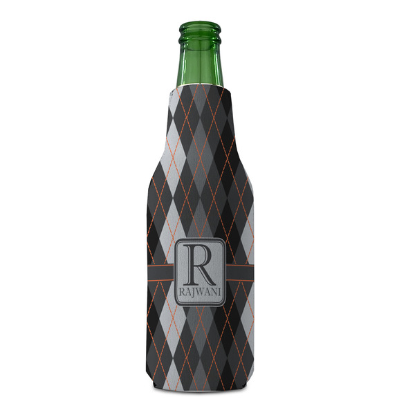 Modern Chic Argyle Zipper Bottle Cooler - FRONT (bottle)