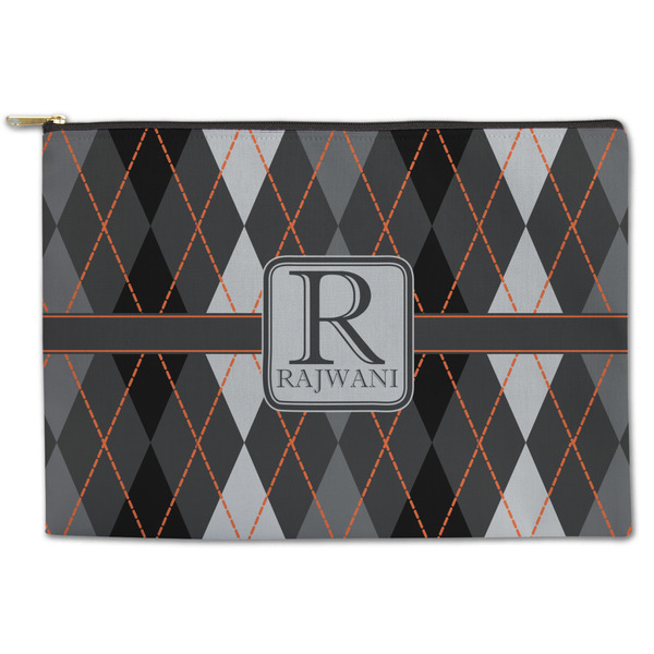 Custom Modern Chic Argyle Zipper Pouch - Large - 12.5"x8.5" (Personalized)