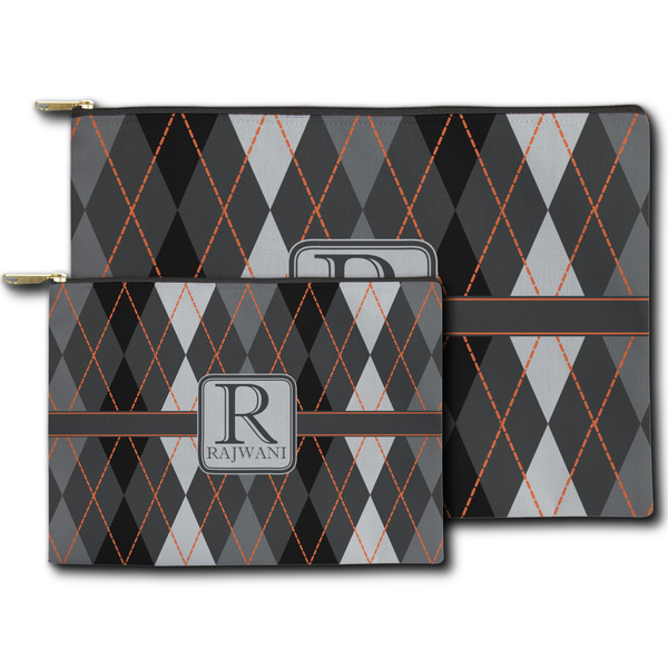 Modern Chic Argyle Zippered Pouches - Size Comparison