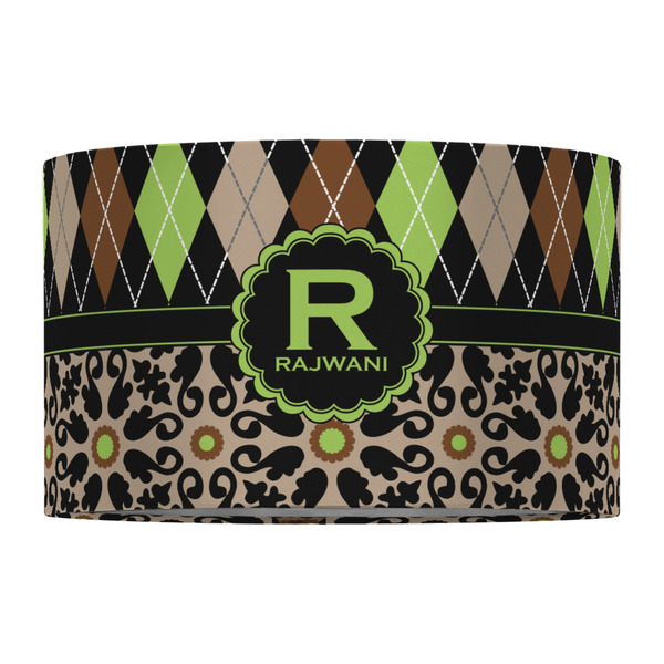 Argyle & Moroccan Mosaic 12" Drum Lampshade - FRONT (Fabric)