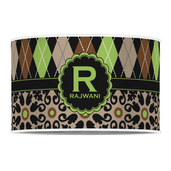 Argyle & Moroccan Mosaic 12" Drum Lampshade - FRONT (Poly Film)