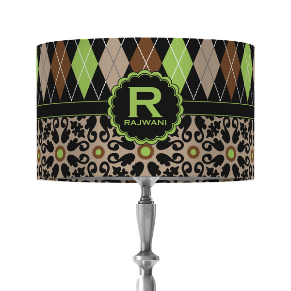 Custom Argyle & Moroccan Mosaic 12" Drum Lamp Shade - Fabric (Personalized)