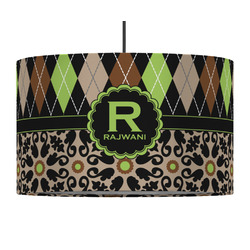 Argyle & Moroccan Mosaic 12" Drum Pendant Lamp - Fabric (Personalized)