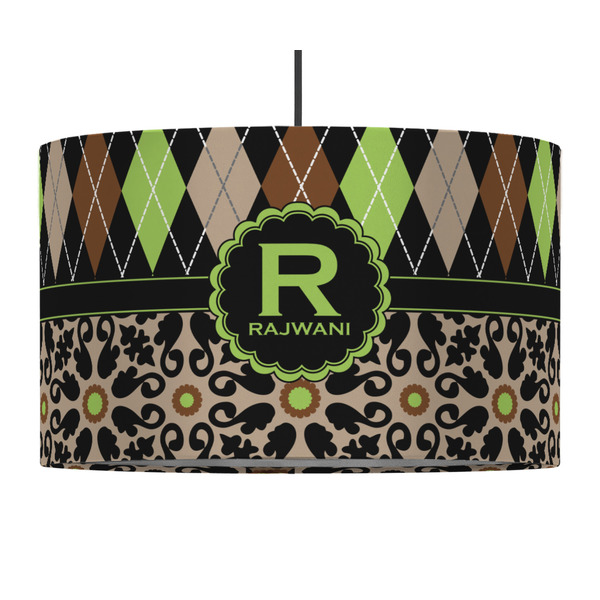 Argyle & Moroccan Mosaic 12" Drum Lampshade - PENDANT (Fabric)