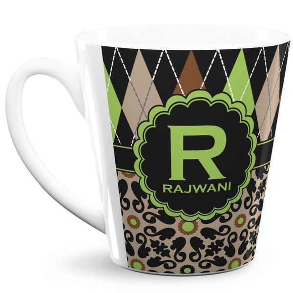 Custom Argyle & Moroccan Mosaic 12 Oz Latte Mug (Personalized)