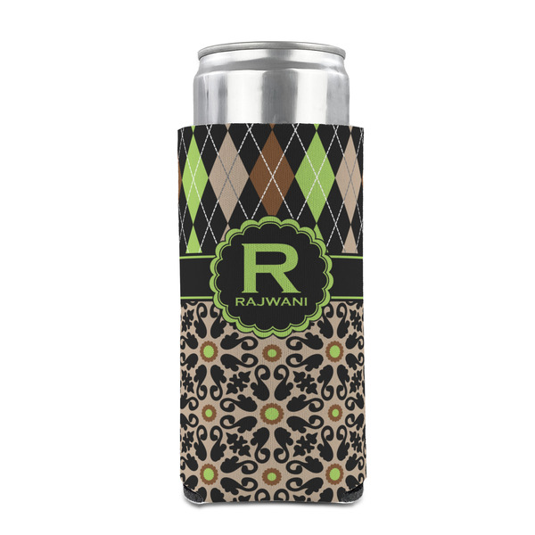 Argyle & Moroccan Mosaic 12oz Tall Can Sleeve - FRONT (on can)