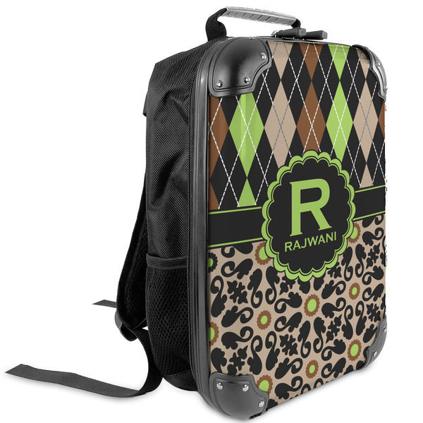 Custom Argyle & Moroccan Mosaic Kids Hard Shell Backpack (Personalized)