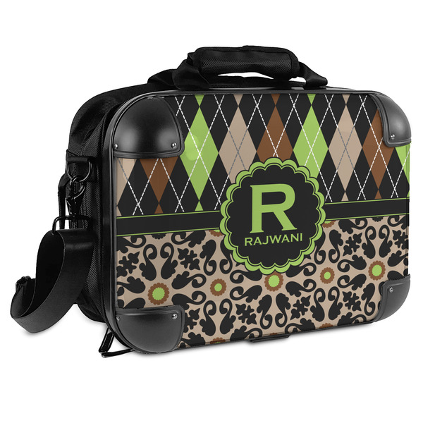Custom Argyle & Moroccan Mosaic Hard Shell Briefcase (Personalized)