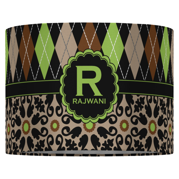 Argyle & Moroccan Mosaic 16" Drum Lampshade - FRONT (Fabric)