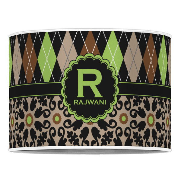 Argyle & Moroccan Mosaic 16" Drum Lampshade - FRONT (Poly Film)