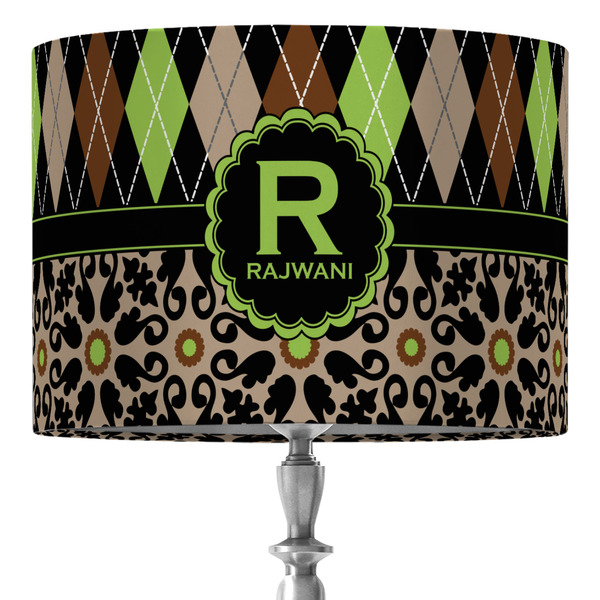 Custom Argyle & Moroccan Mosaic 16" Drum Lamp Shade - Fabric (Personalized)