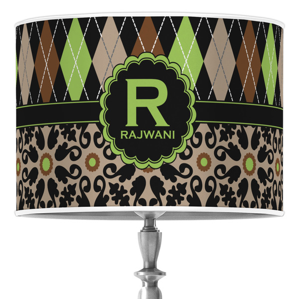 Custom Argyle & Moroccan Mosaic 16" Drum Lamp Shade - Poly-film (Personalized)