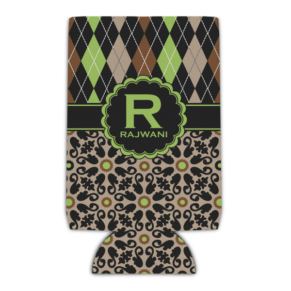 Custom Argyle & Moroccan Mosaic Can Cooler (16 oz) (Personalized)