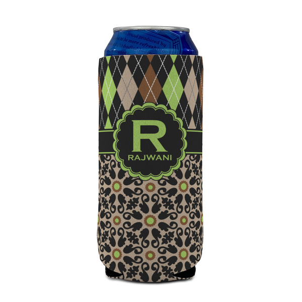 Argyle & Moroccan Mosaic 16oz Can Sleeve - FRONT (on can)
