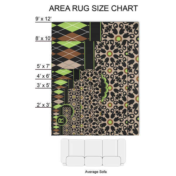 Argyle & Moroccan Mosaic 2'x3' Indoor Area Rugs - Size Chart