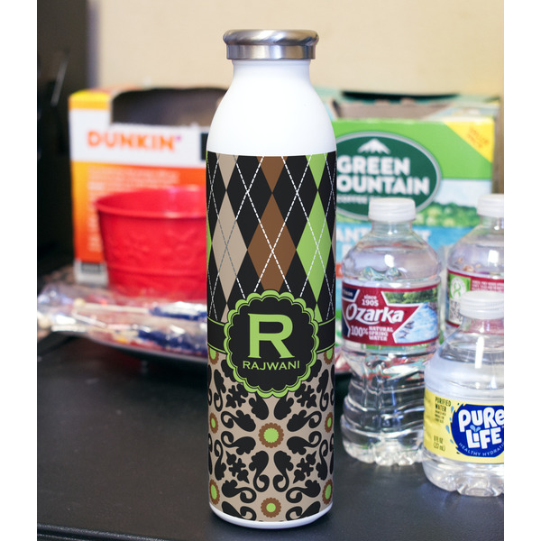 Argyle & Moroccan Mosaic 20oz Water Bottles - Full Print - In Context