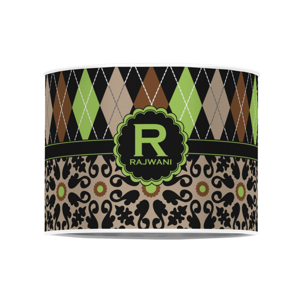 Argyle & Moroccan Mosaic 8" Drum Lampshade - FRONT (Poly Film)