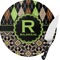 Argyle & Moroccan Mosaic Round Glass Cutting Board - Small (Personalized)