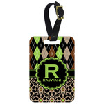 Argyle & Moroccan Mosaic Metal Luggage Tag w/ Name and Initial