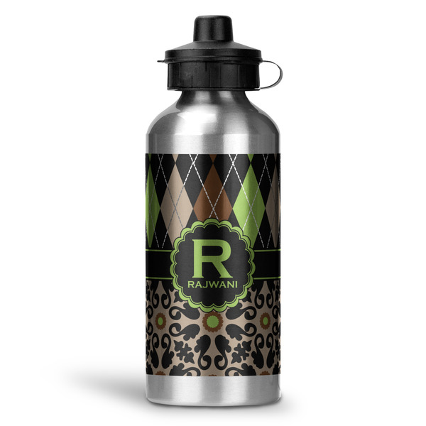 Custom Argyle & Moroccan Mosaic Water Bottle - Aluminum - 20 oz (Personalized)