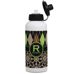 Argyle & Moroccan Mosaic Water Bottles - Aluminum - 20 oz - White (Personalized)