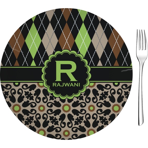 Custom Argyle & Moroccan Mosaic Glass Appetizer / Dessert Plate 8" (Personalized)