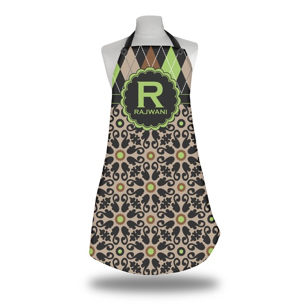 Custom Argyle & Moroccan Mosaic Apron w/ Name and Initial