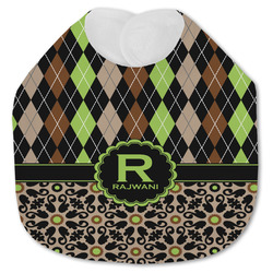 Argyle & Moroccan Mosaic Jersey Knit Baby Bib w/ Name and Initial