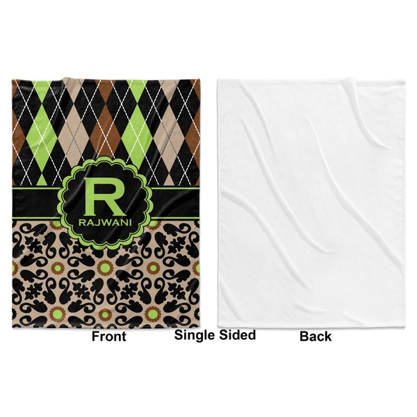 Argyle & Moroccan Mosaic Baby Blanket (Single Side - Printed Front, White Back)
