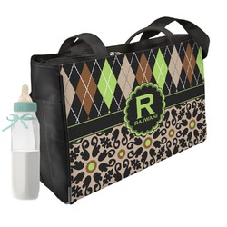 Argyle & Moroccan Mosaic Diaper Bag w/ Name and Initial
