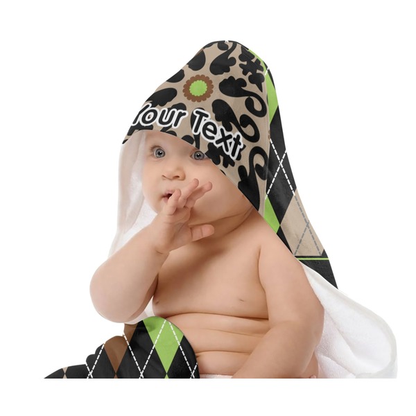 Argyle & Moroccan Mosaic Baby Hooded Towel on Child