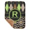 Argyle & Moroccan Mosaic Sherpa Baby Blanket - 30" x 40" w/ Name and Initial