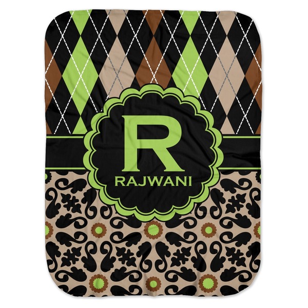 Custom Argyle & Moroccan Mosaic Baby Swaddling Blanket (Personalized)
