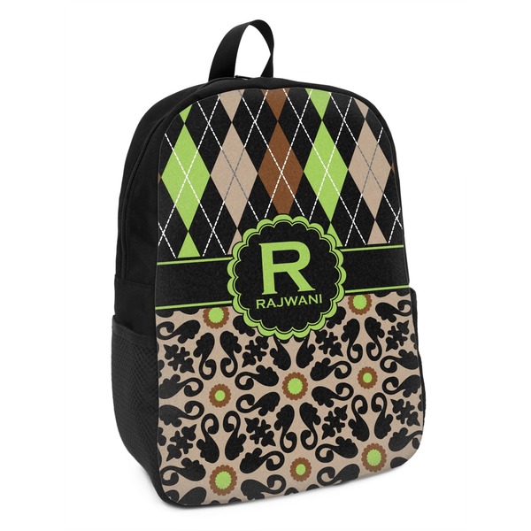 Custom Argyle & Moroccan Mosaic Kids Backpack (Personalized)