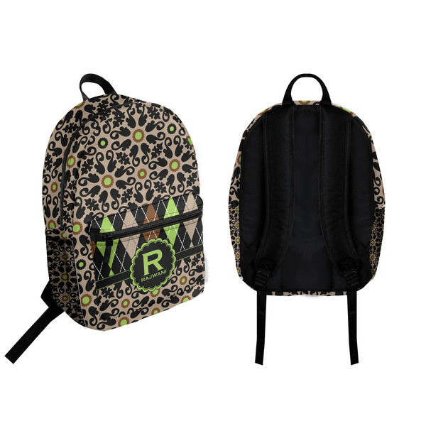 Argyle & Moroccan Mosaic Backpack front and back - Apvl