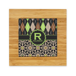 Argyle & Moroccan Mosaic Bamboo Trivet with Ceramic Tile Insert (Personalized)