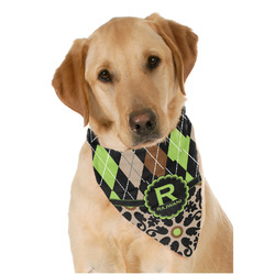 Argyle & Moroccan Mosaic Dog Bandana Scarf w/ Name and Initial