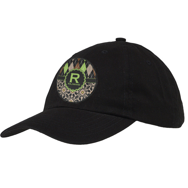 Custom Argyle & Moroccan Mosaic Baseball Cap - Black (Personalized)
