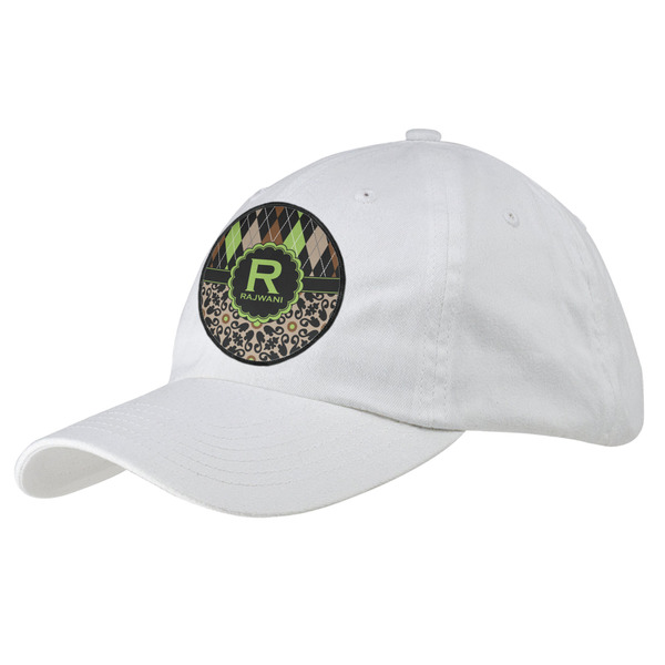 Custom Argyle & Moroccan Mosaic Baseball Cap - White (Personalized)
