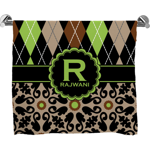 Custom Argyle & Moroccan Mosaic Bath Towel (Personalized)