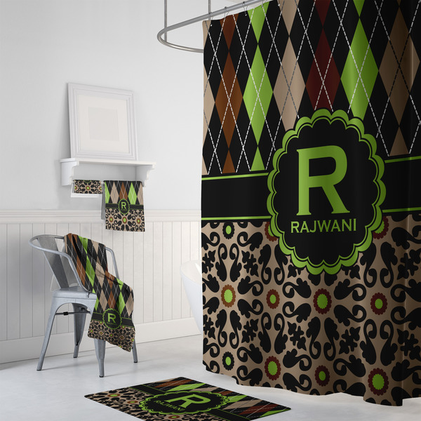 Argyle & Moroccan Mosaic Bath Towel Sets - 3-piece - In Context