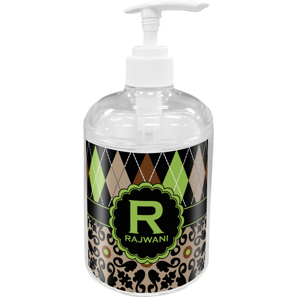 Custom Argyle & Moroccan Mosaic Acrylic Soap & Lotion Bottle (Personalized)