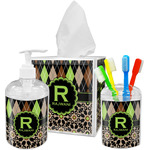 Argyle & Moroccan Mosaic Acrylic Bathroom Accessories Set w/ Name and Initial