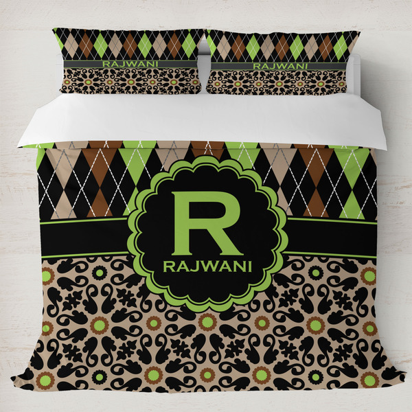Custom Argyle & Moroccan Mosaic Duvet Cover Set - King (Personalized)