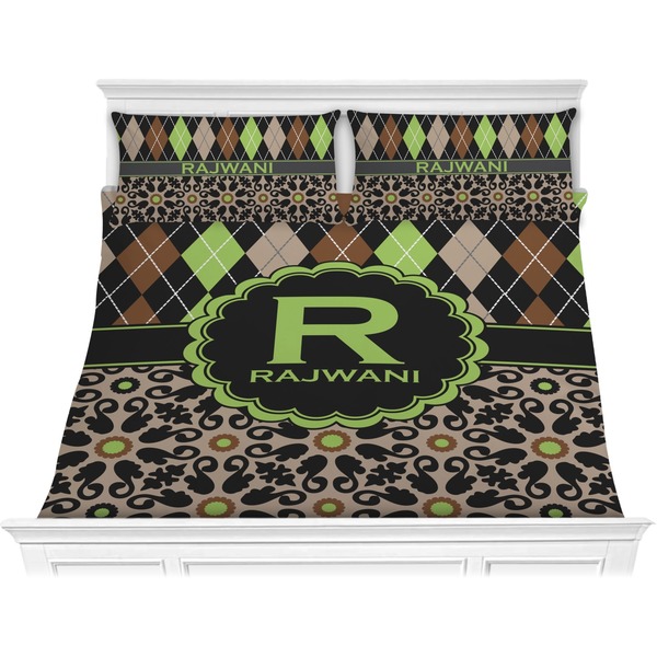 Custom Argyle & Moroccan Mosaic Comforter Set - King (Personalized)