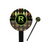 Argyle & Moroccan Mosaic 7" Round Plastic Stir Sticks - Black - Single Sided (Personalized)