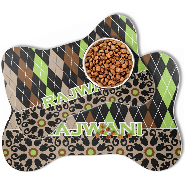 Argyle & Moroccan Mosaic Bone Shaped Dog Mats - MAIN