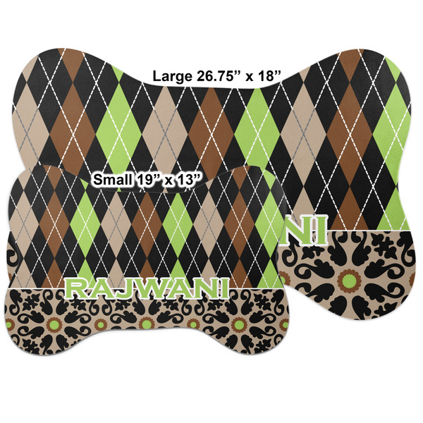 Argyle & Moroccan Mosaic Bone Shaped Mat Comparison