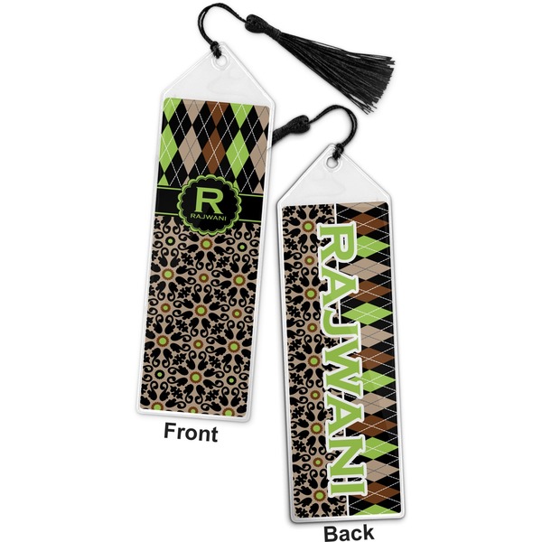 Argyle & Moroccan Mosaic Bookmark with tassel - Front and Back