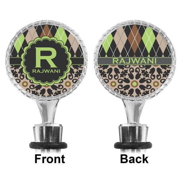 Argyle & Moroccan Mosaic Bottle Stopper - Front and Back